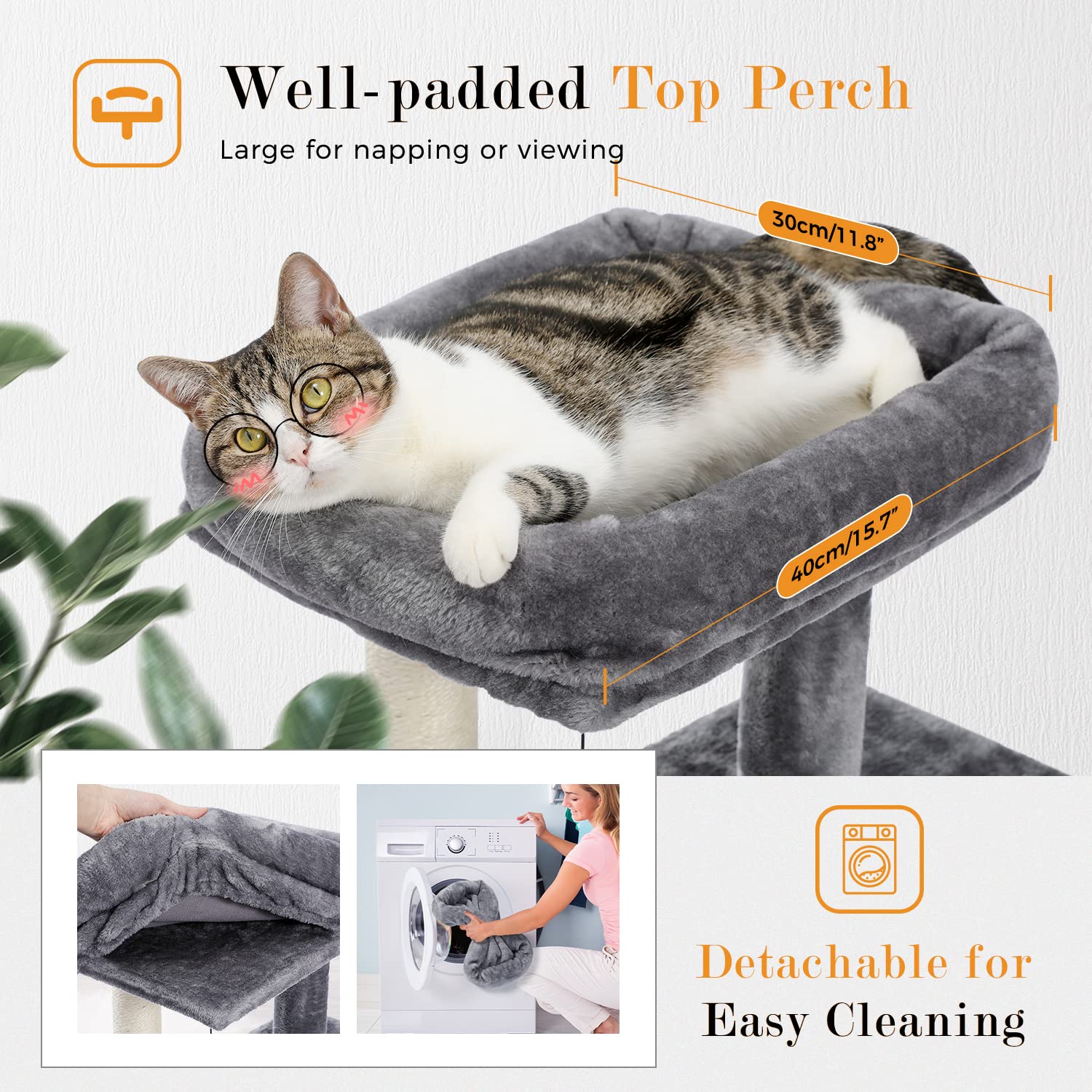 Pawz Road 34 Inches Cat Tree Multilevel Cat Tower With Double Condos, Spacious Perch, Fully Wrapped Scratching Sisal Post And Re